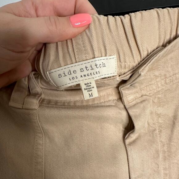 Side Stitch‎ LA Women’s Tan Rolled Straight Leg High Rise Pant Size Medium - Picture 4 of 8